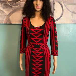 Long sleeve black and red dress